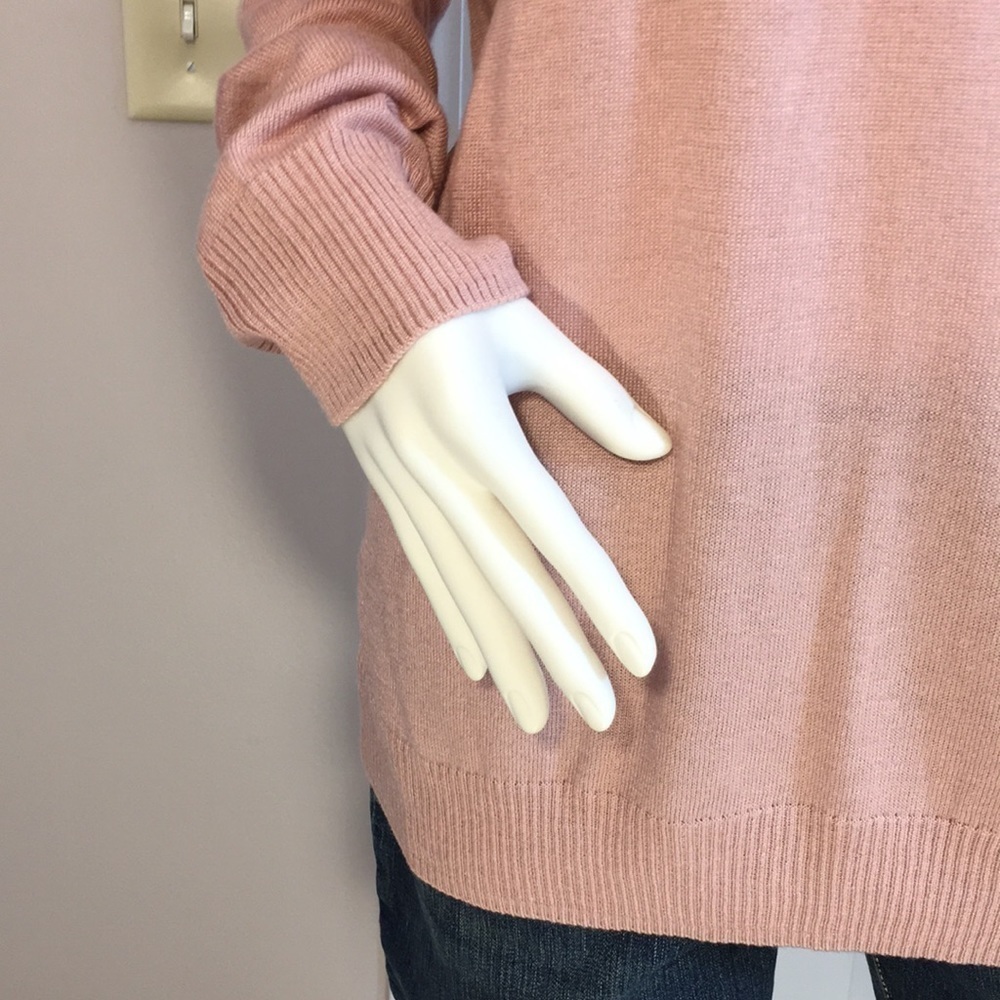Pink Rose Long Sleeves Strip Knit Pink Cream Longline Pullover Sweater Size L - Picture 6 of 13